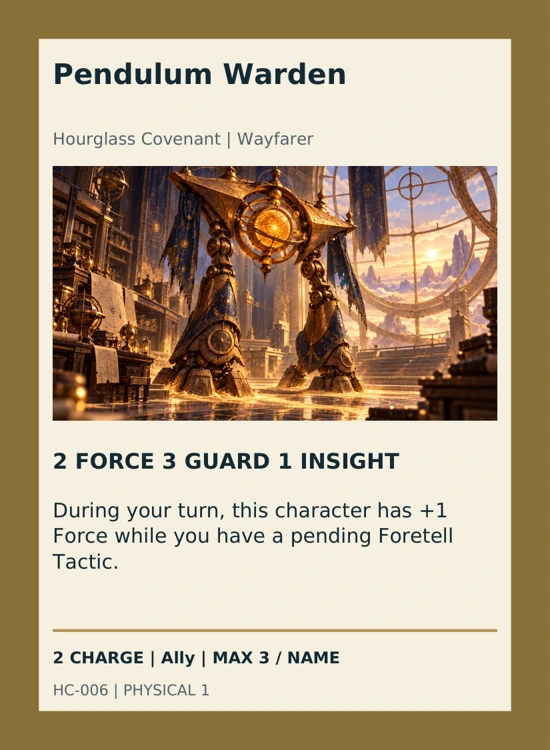 Hourglass Covenant prototype card